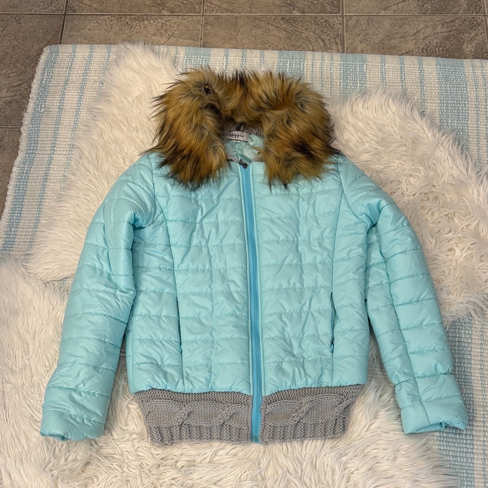 Military Hippie Puffer Jacket with Faux Fur Collar